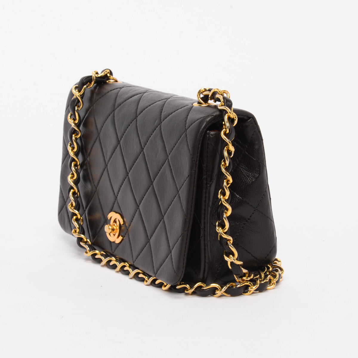 Chanel Vintage Brown Lambskin CC Full Flap Mini Bag