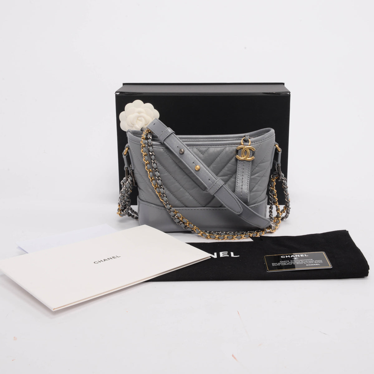 Chanel Grey Aged Calfskin Small Gabrielle Bag