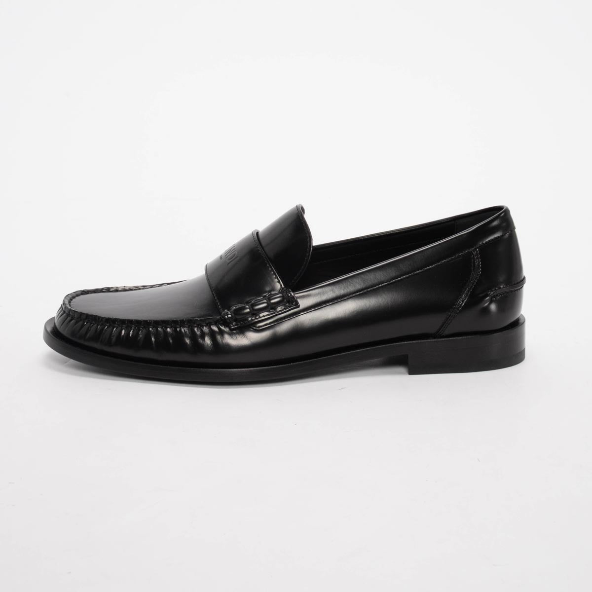 Fendi Black Hi-Shine Penny Loafers 11.5