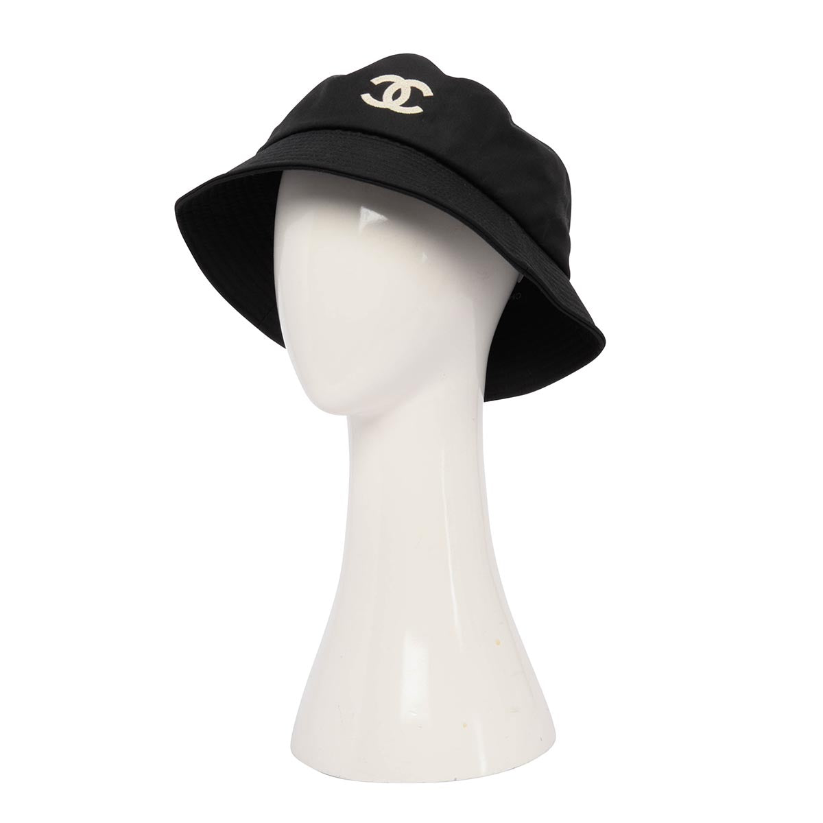 Chanel Black Cotton CC Bucket Hat