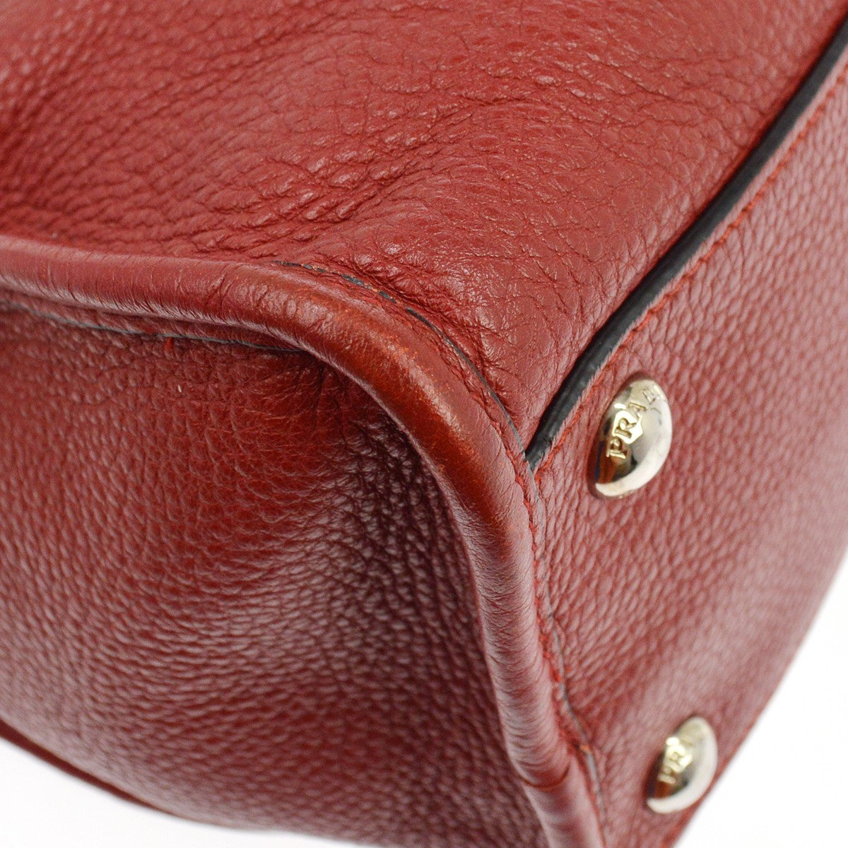 Prada Red Vitello Daino Boston Bag