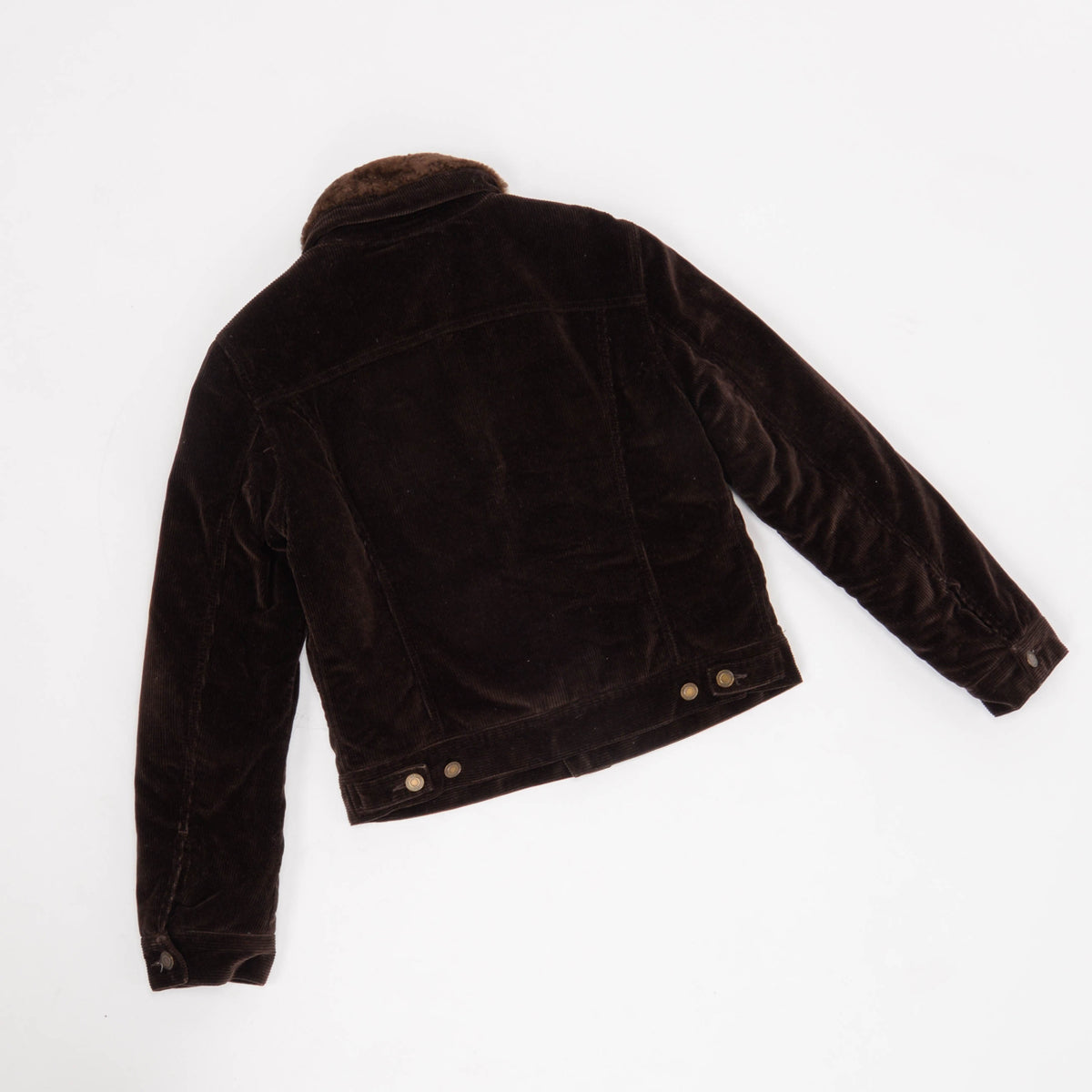 Saint Laurent Brown Denim & Shearling Collar Corduroy Jacket S