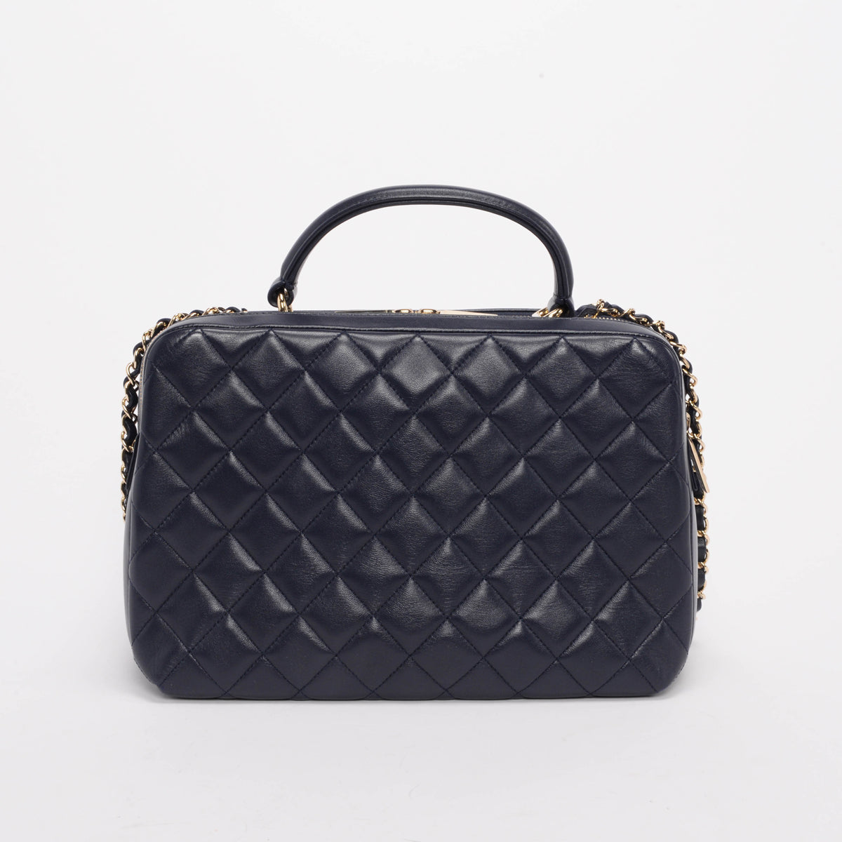 Chanel Navy Quilted Lambskin Large Trendy CC Bowling Bag