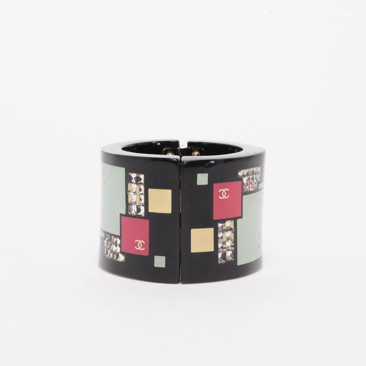 Chanel Multi Colour Resin & Crystal Geometric CC Cuff