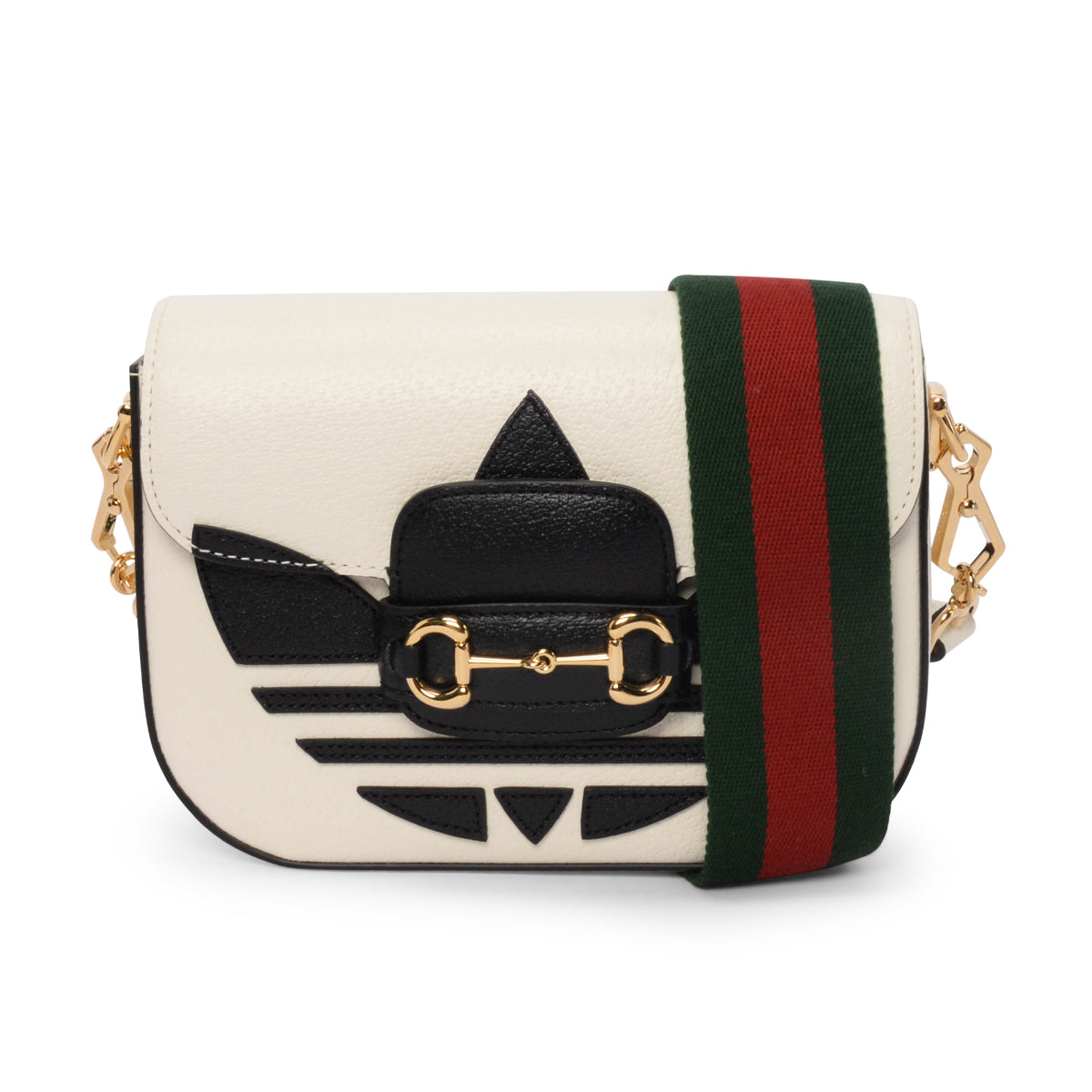Gucci x Adidas White Textured Dollar Calfskin Horsebit 1955 Mini Bag