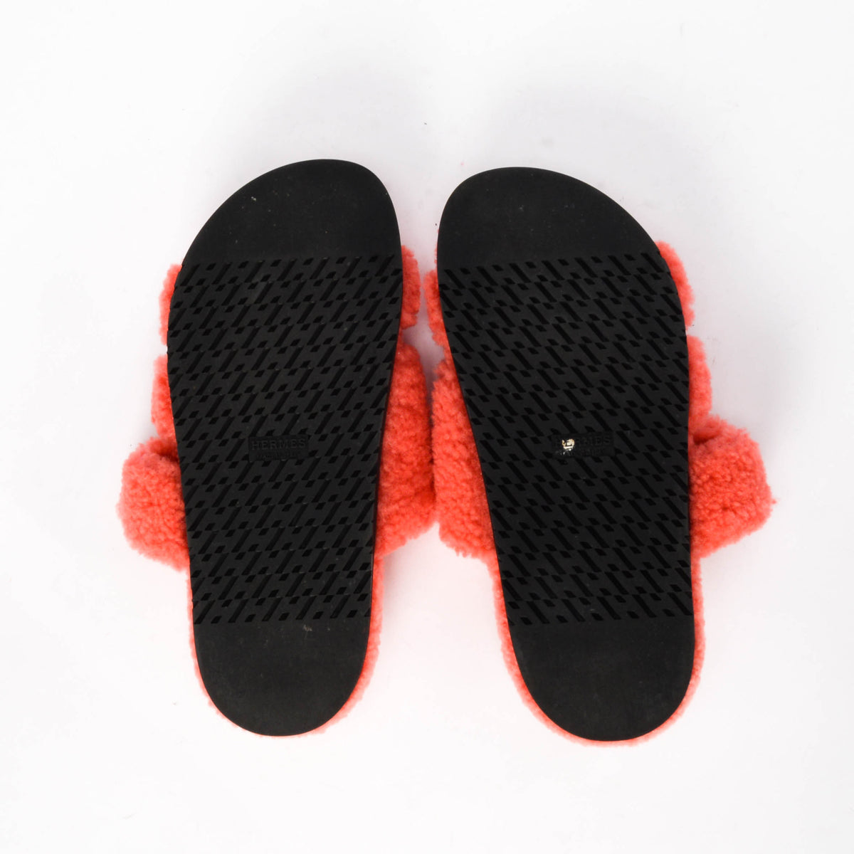Hermes Rose du Désert Shearling Chypre Sandals 38