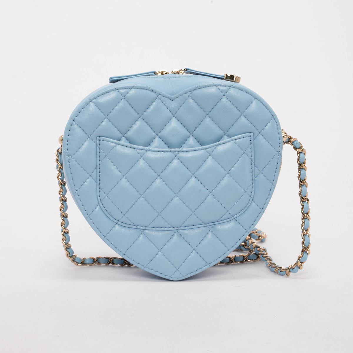 Chanel Blue Quilted Lambskin CC In Love Heart Bag