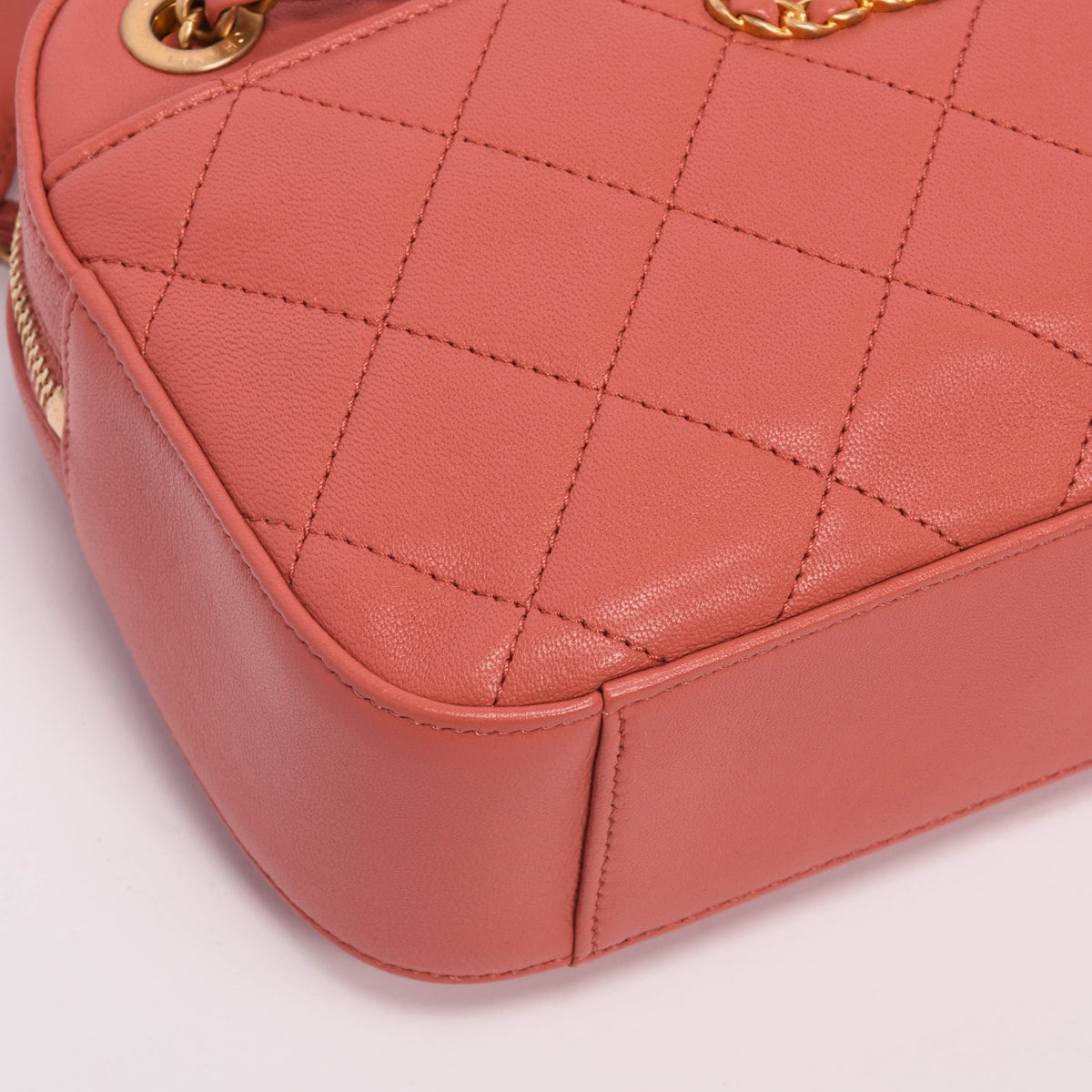Chanel Dusty Pink Quilted Lambskin Chain Infinity Camera Case