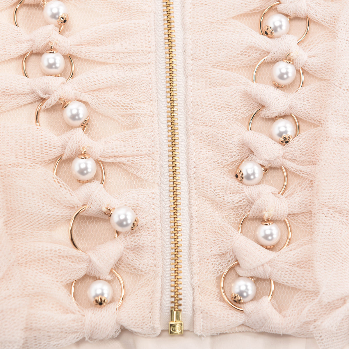 Zimmermann Cream Tulle Rhythmic Chain Pearl Top 0