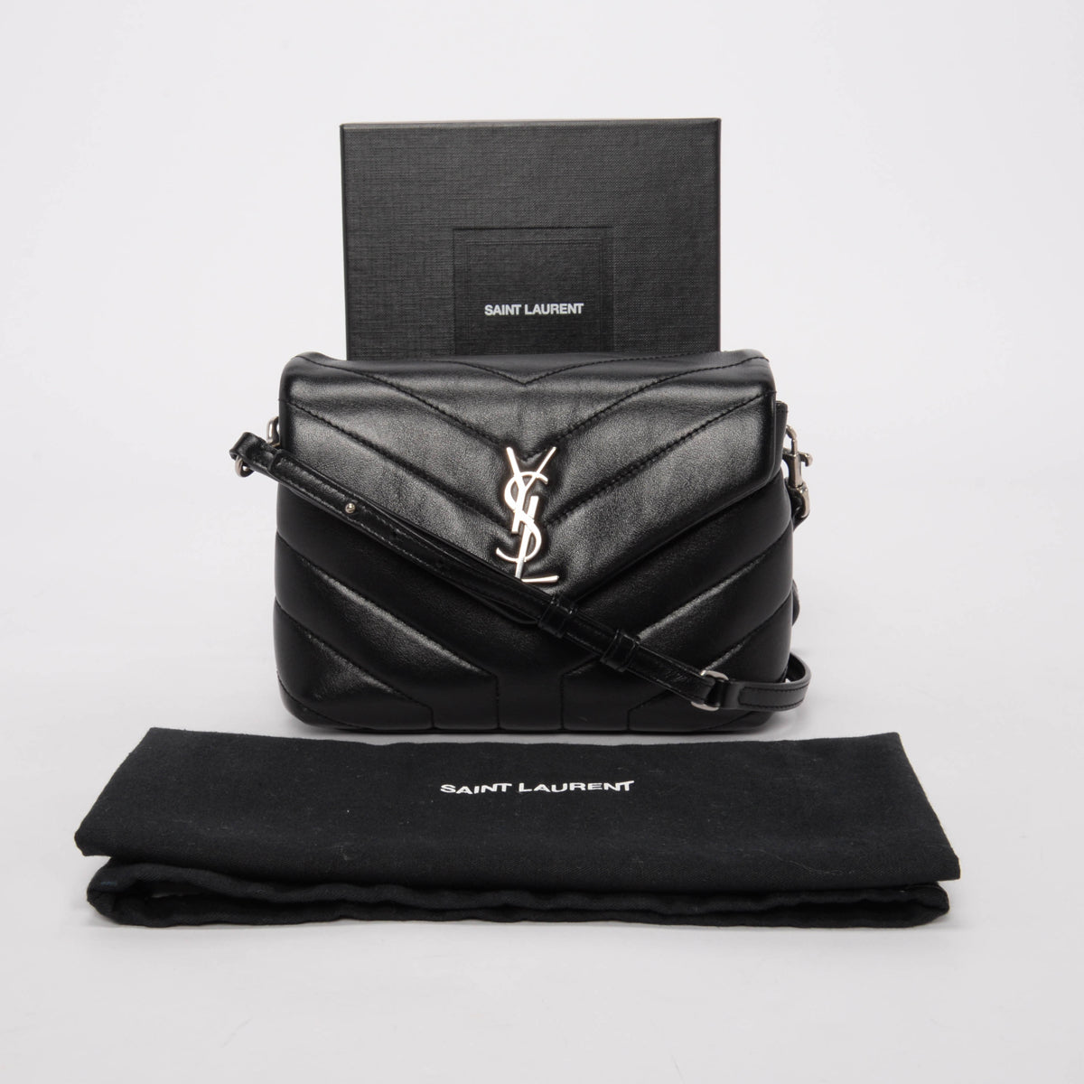 Saint Laurent Black Quilted Calfskin Toy Loulou Mini Bag