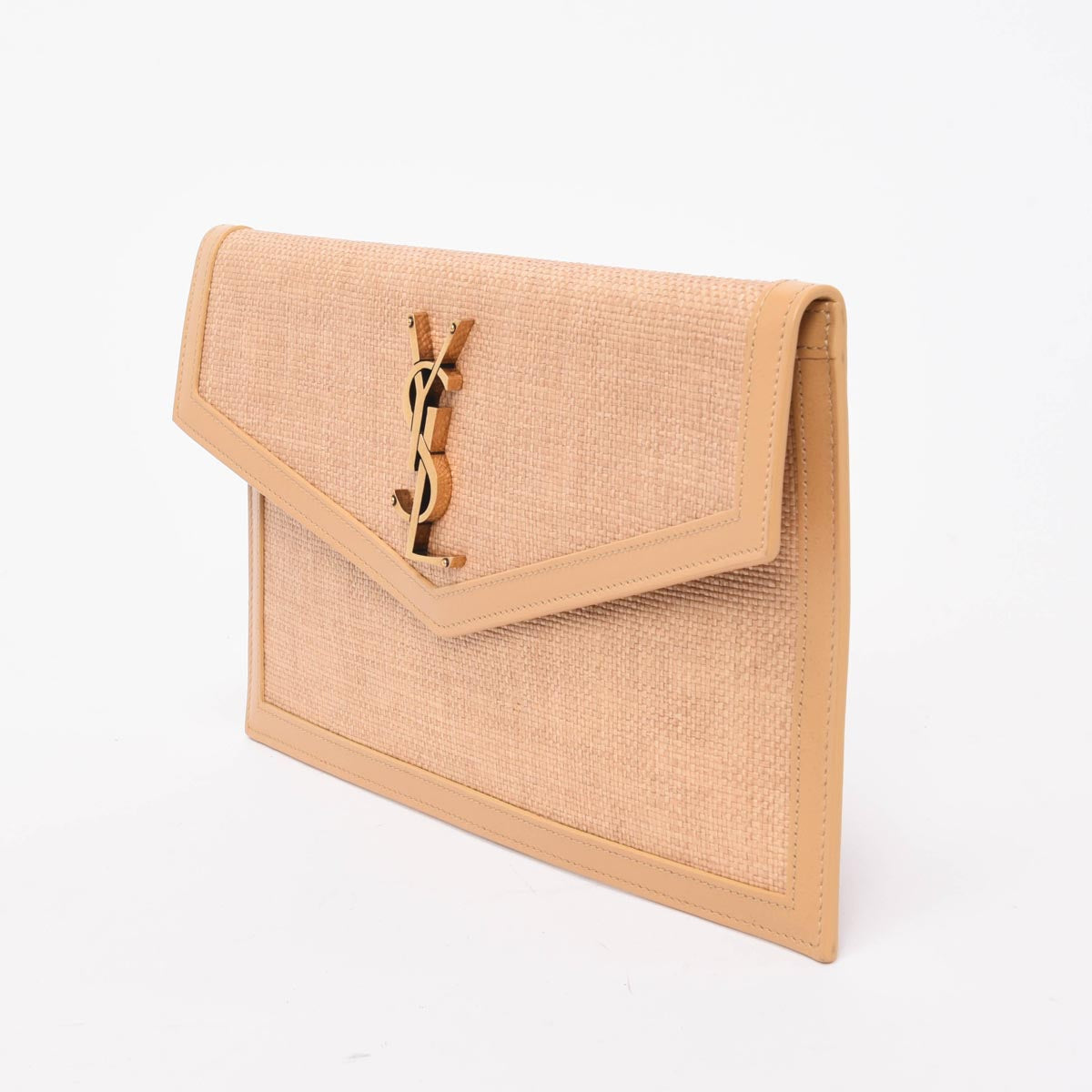 Saint Laurent Natural Micro Raffia Uptown Pouch