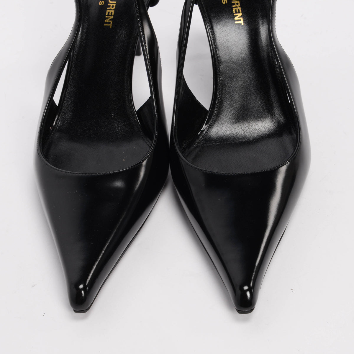 Saint Laurent Black Hi-Shine Vendome Slingback Pumps 40