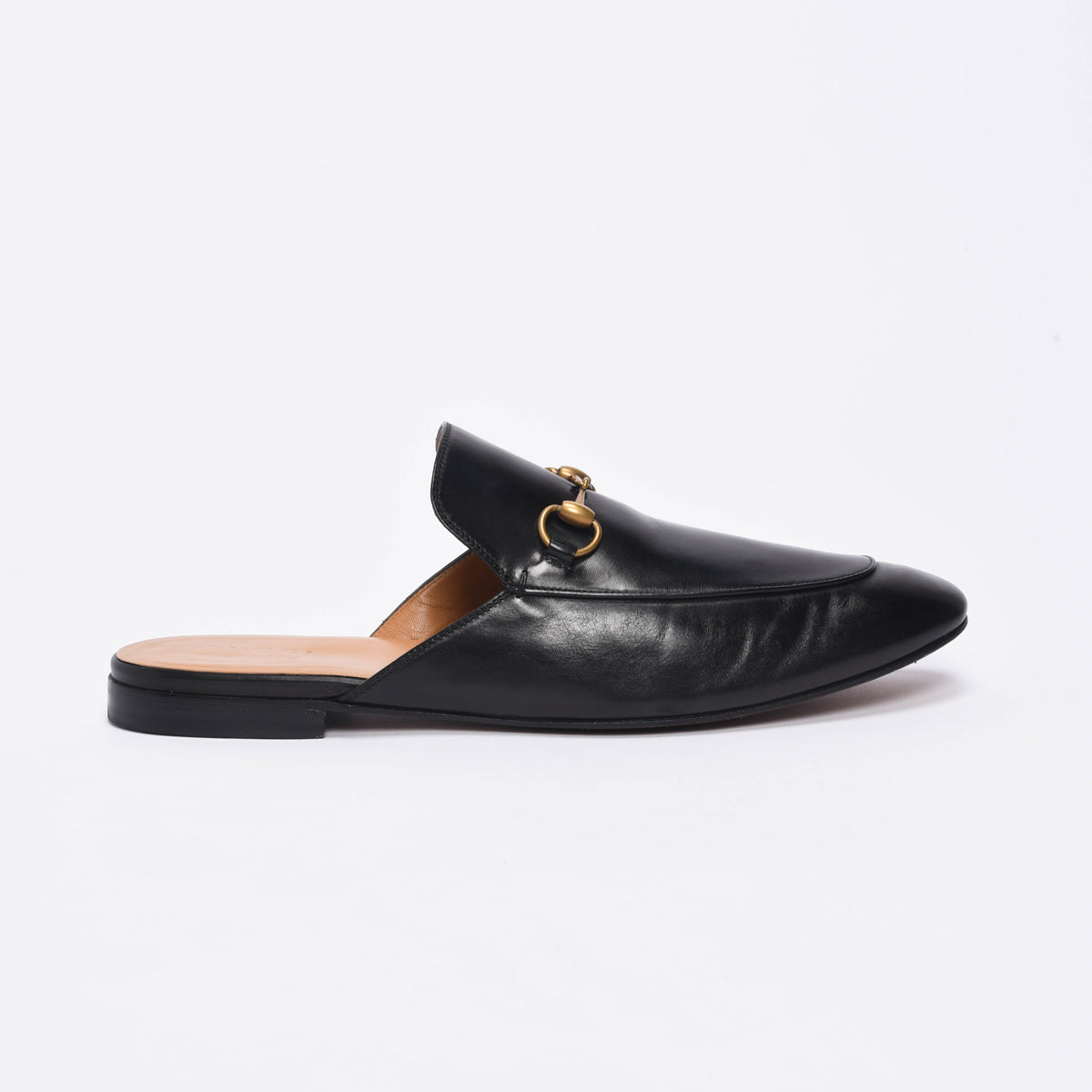 Gucci Black Leather Princetown Horesbit Slippers