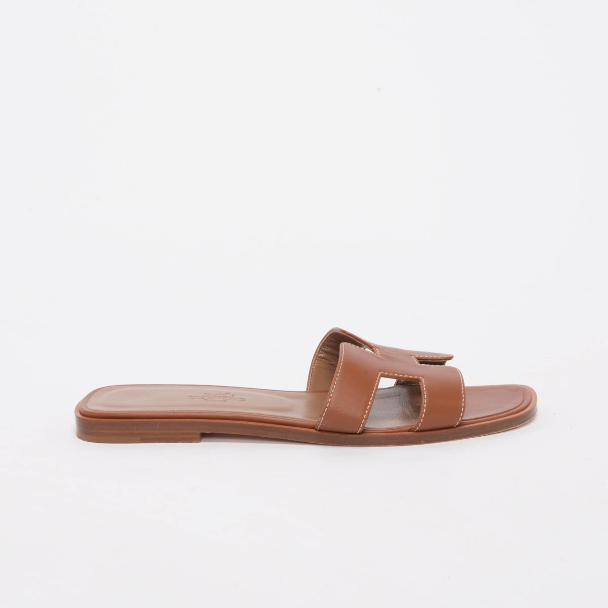 Hermes Gold Calfskin Oran Sandals 37