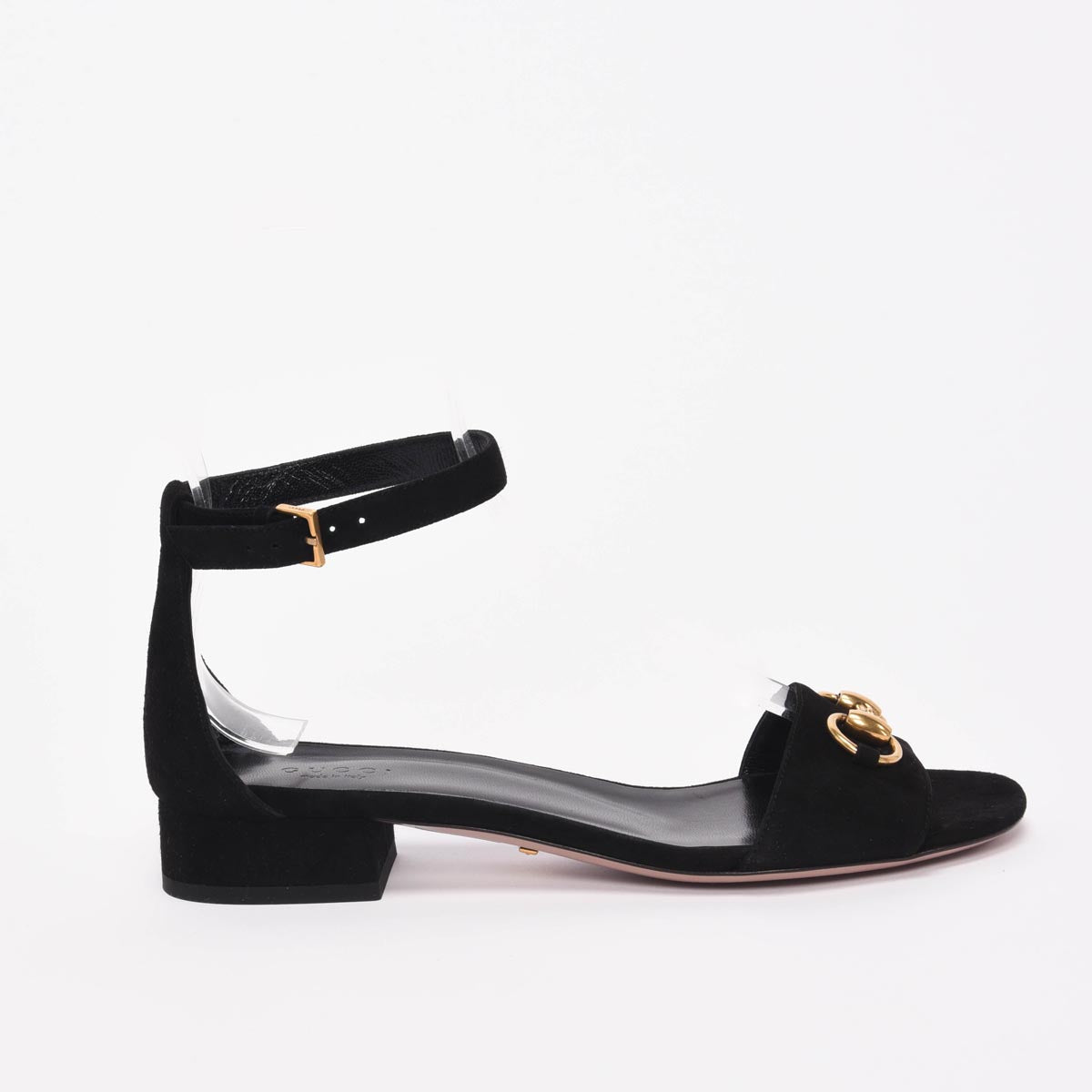 Gucci Black Suede Horsebit Sandals 37.5