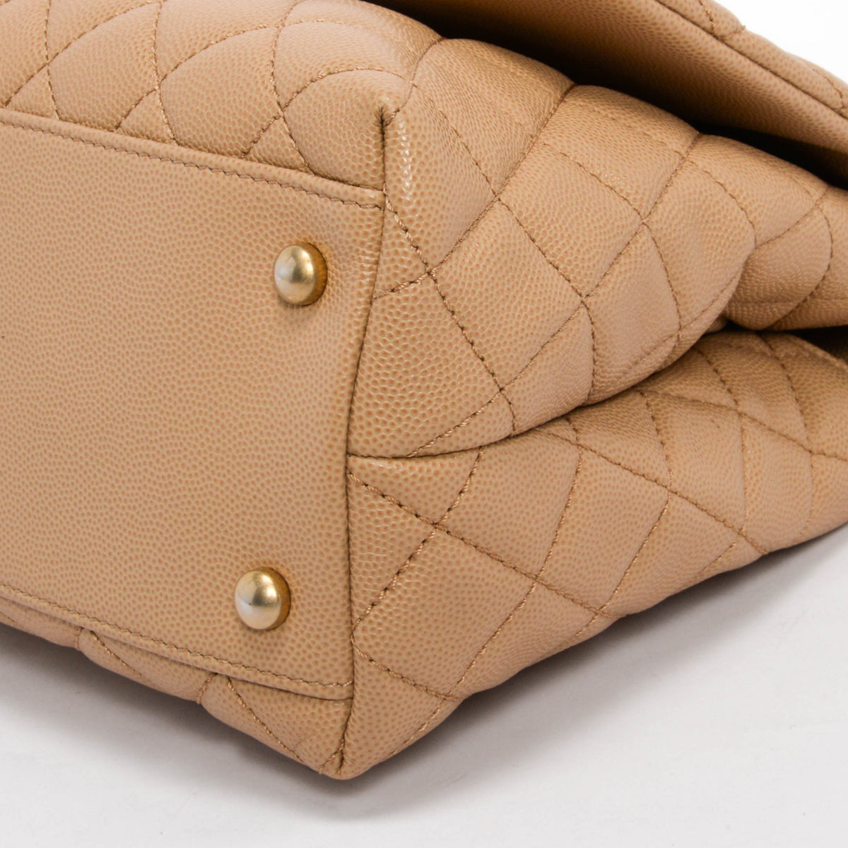Chanel Beige & Burgundy Caviar & Lizard Medium Coco Handle Bag