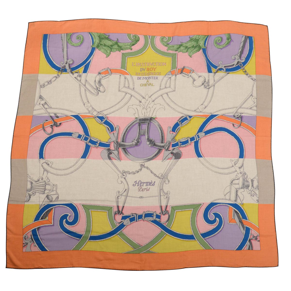 Hermes Brown Cashmere & Silk L'Instruction du Roy Shawl 140