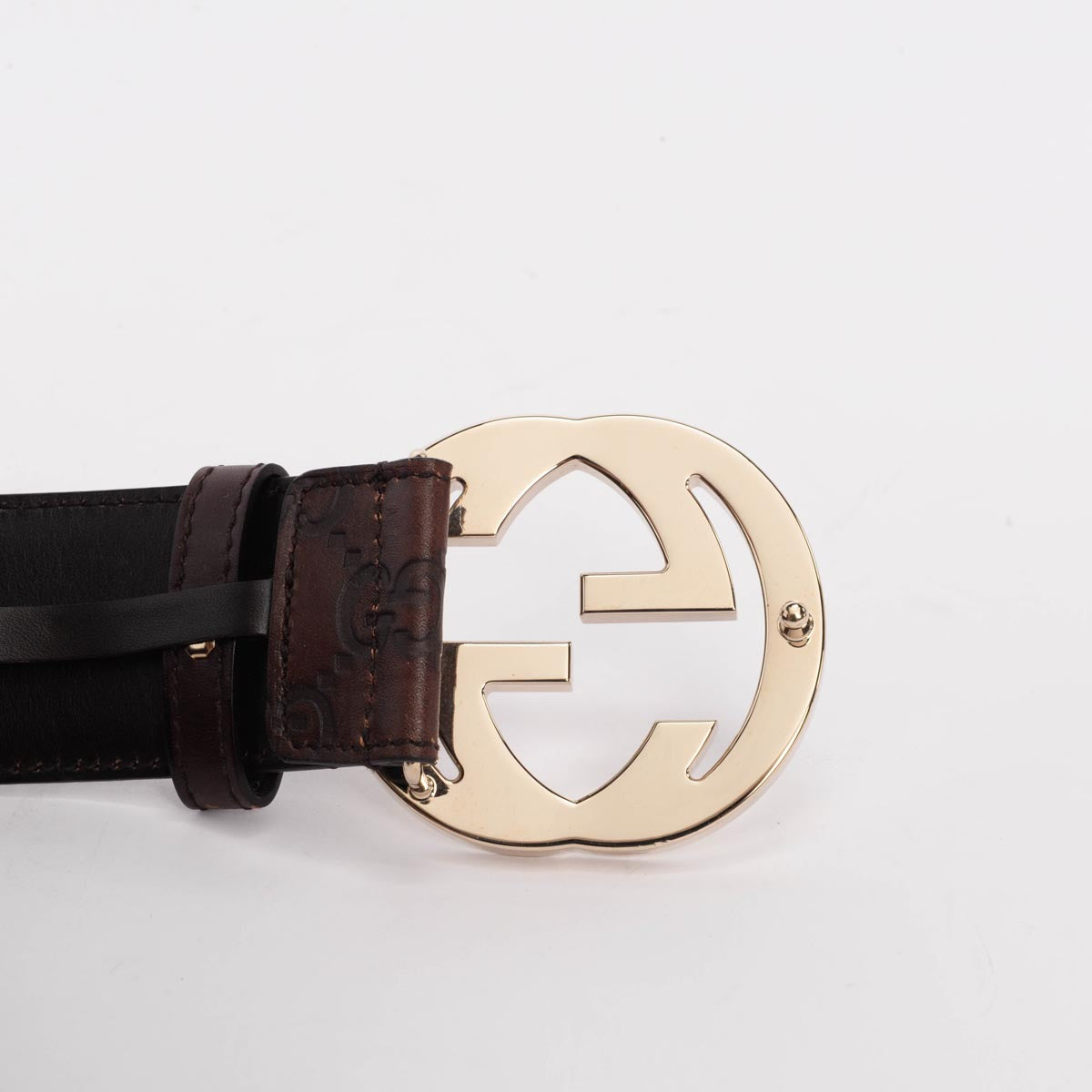 Gucci Dark Brown Guccissima Interlocking G Belt