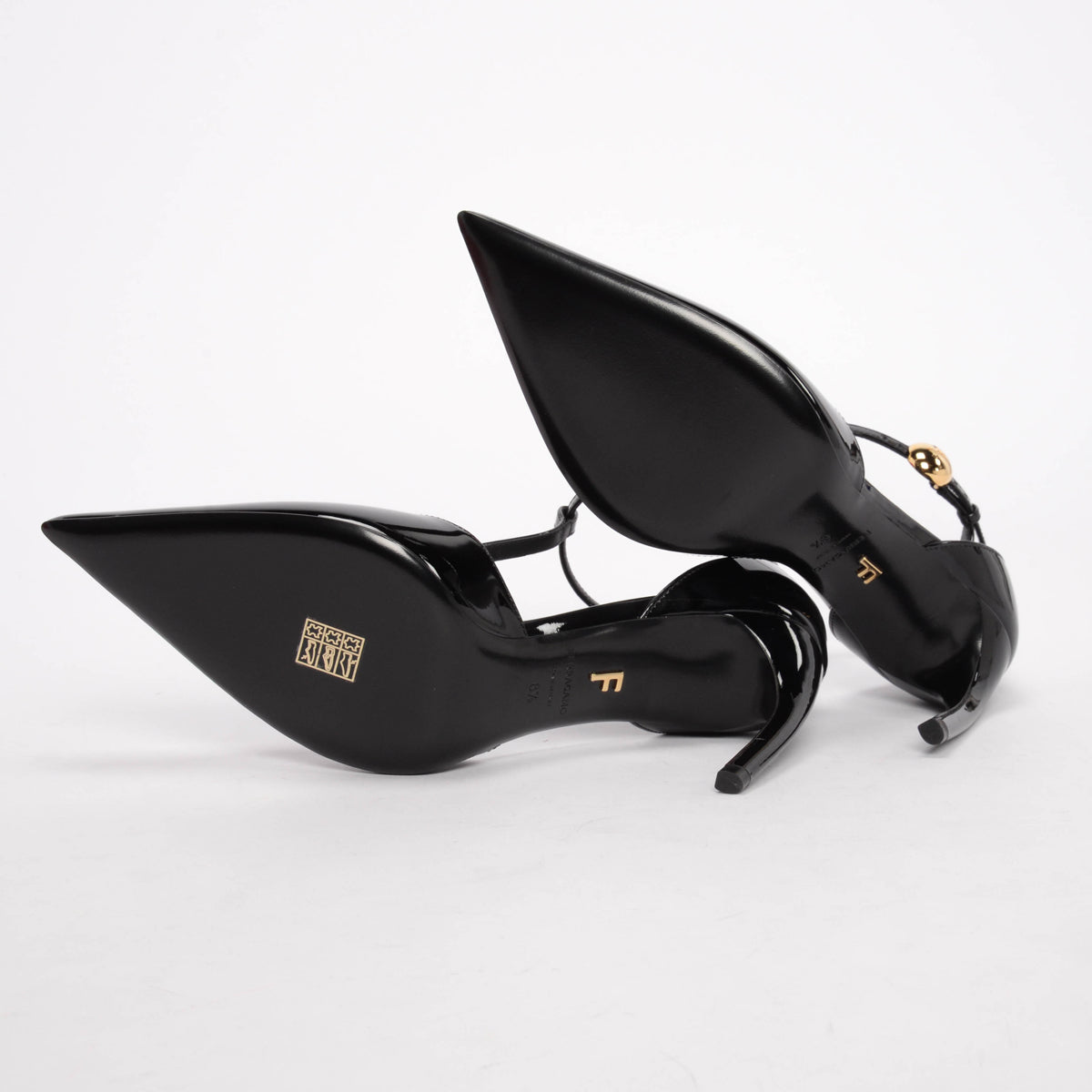 Ferragamo Black Patent Odette 85 Pumps 8.5