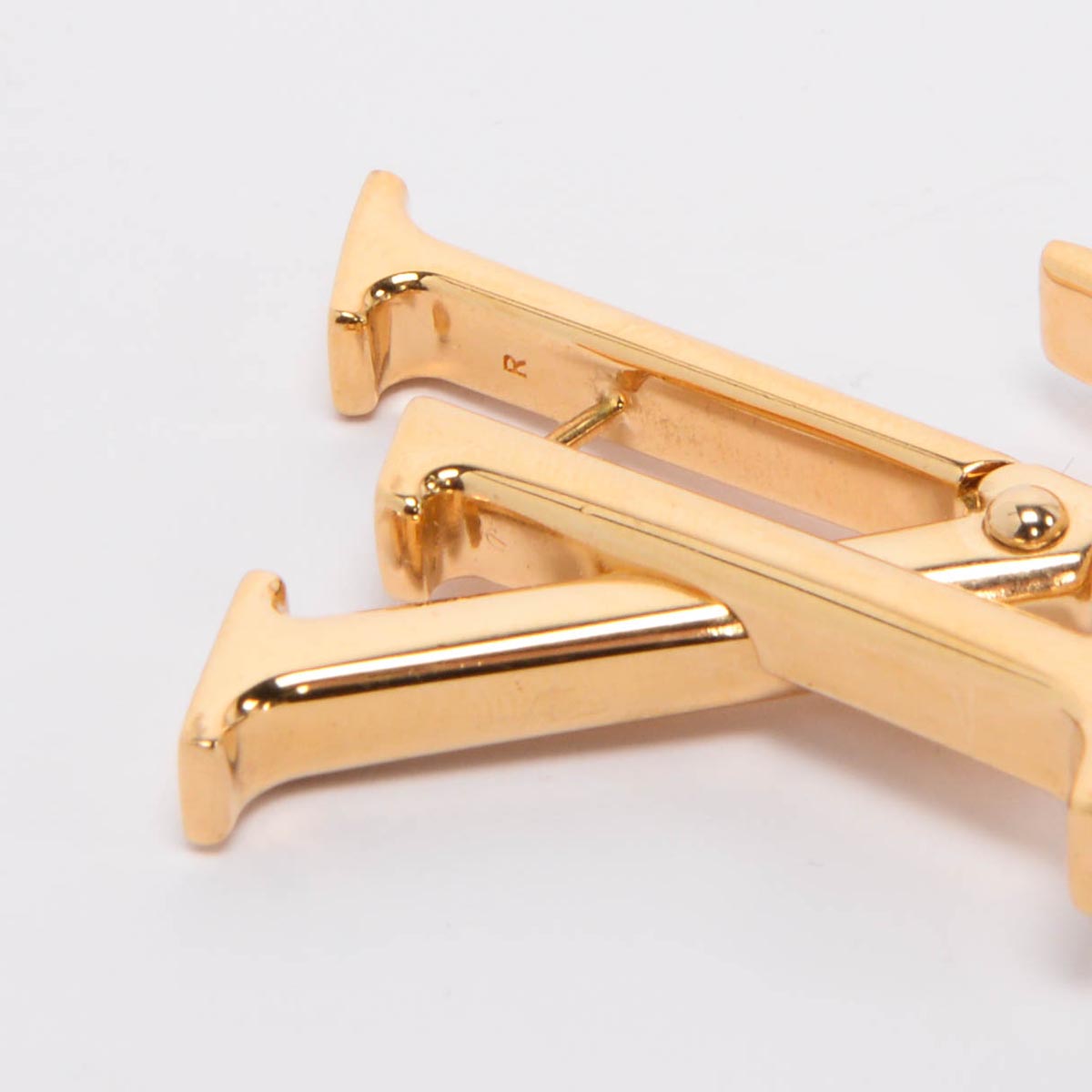 Louis Vuitton Gold Tone Macro LV Earrings