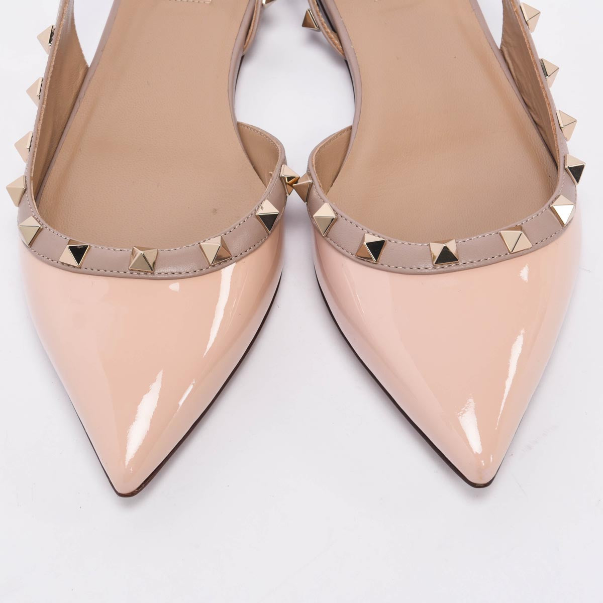 Valentino Rose Patent Rockstud Ballerina Slingbacks 38.5