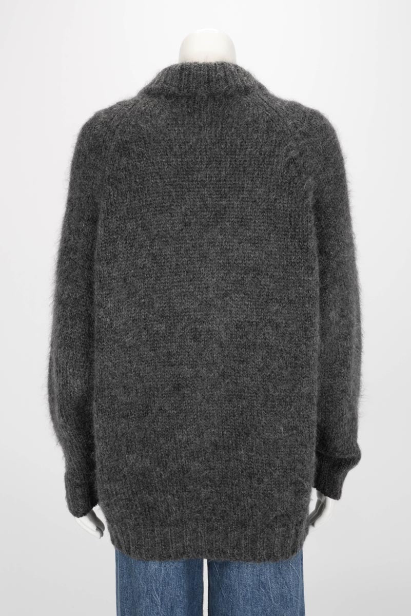 Prada Charcoal Mohair Blend Oversize Cardigan IT 38