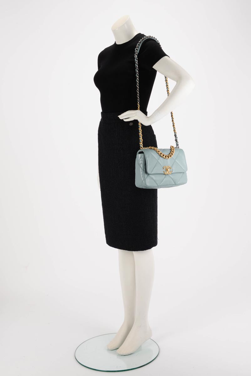 Chanel Blue Quilted Lambskin Medium Chanel 19 Flap Bag