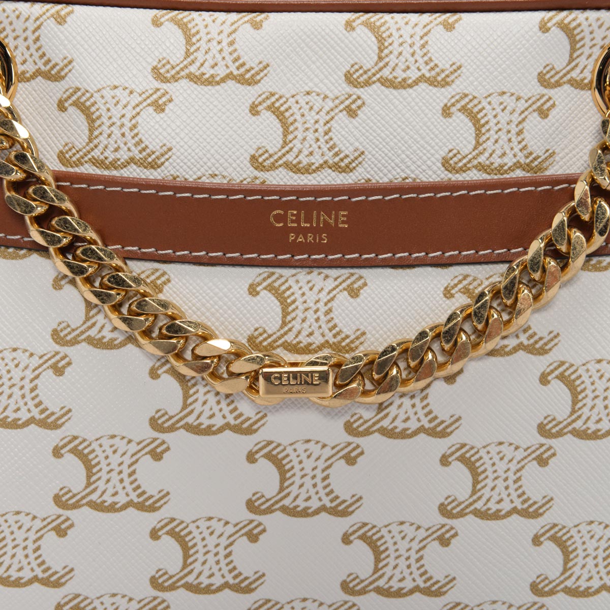 Celine White Triomphe Canvas Small Patapans Bag