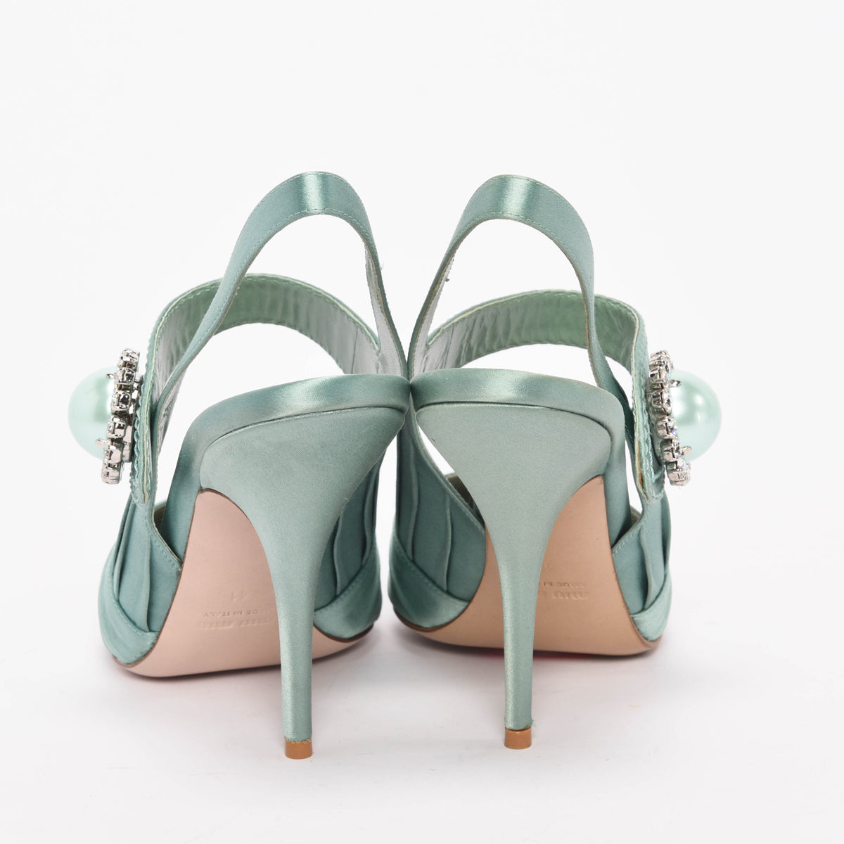 Miu Miu Mint Satin Cross Pumps 41