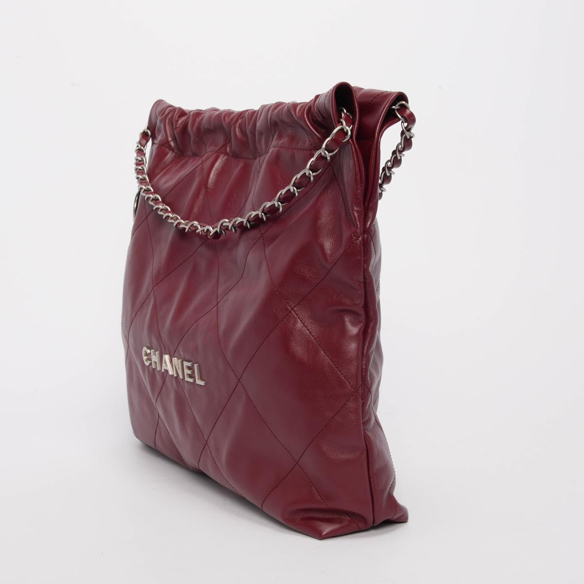 Chanel Burgundy Shiny Calfskin Medium 22 Bag
