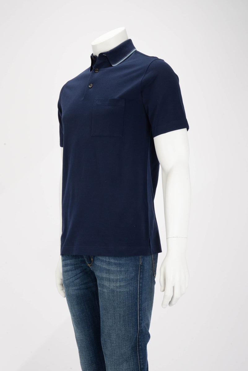 Hermes Marine Cotton Piqures Sellier Polo S