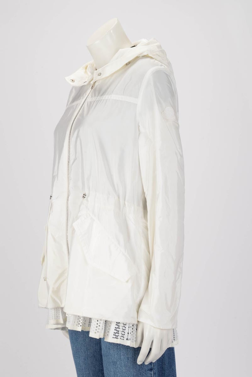 Moncler White Baaba Lace Trim Parka Jacket XL