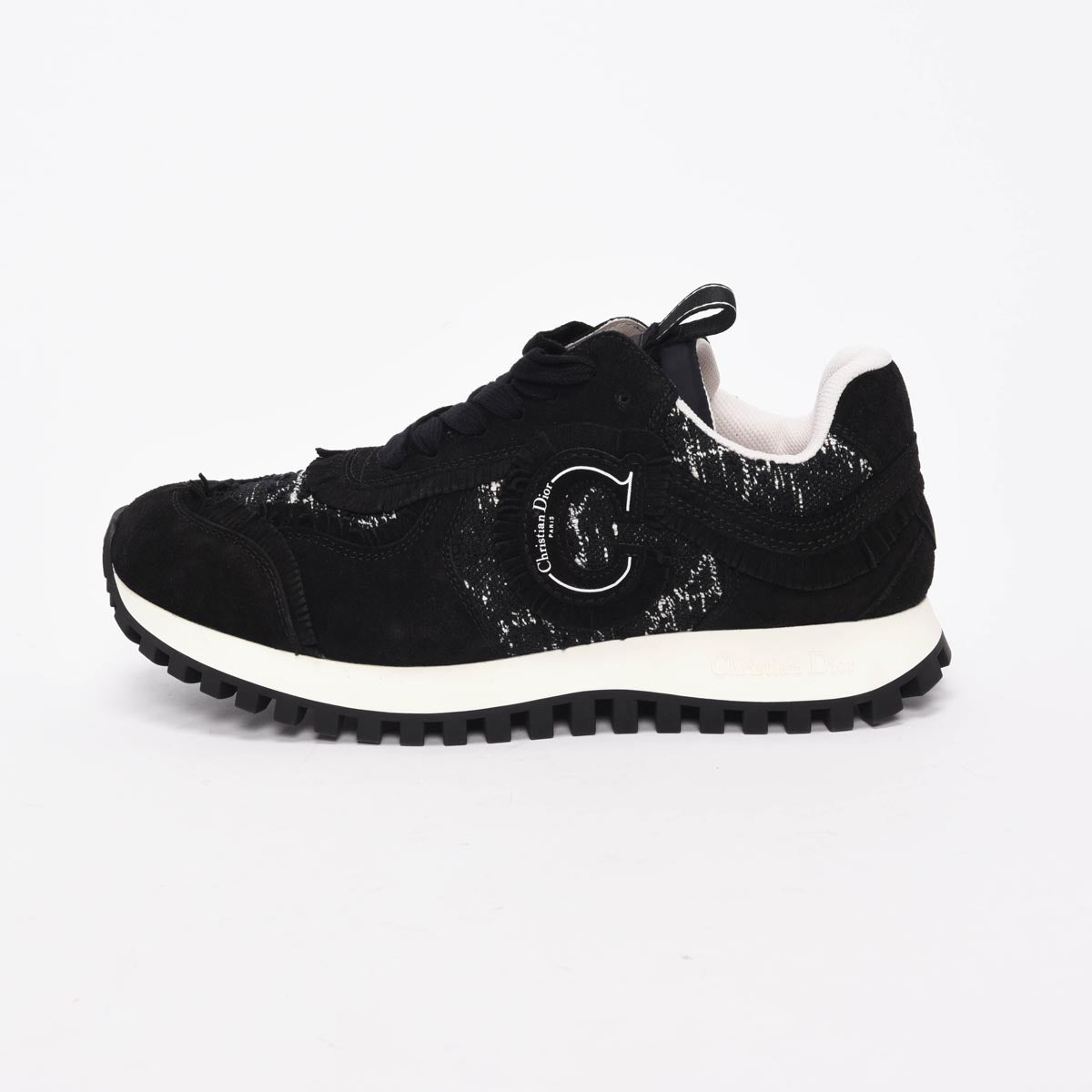Dior Black Suede & Tweed C'est Dior Sneakers 38