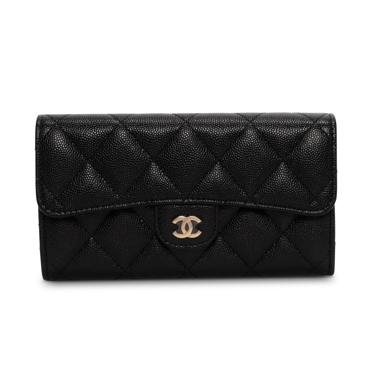 Chanel Black Quilted Caviar Medium Flap Wallet