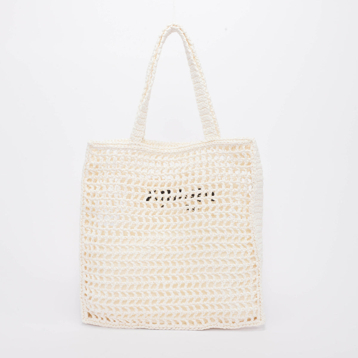 Prada White Raffia Crochet Tote Bag