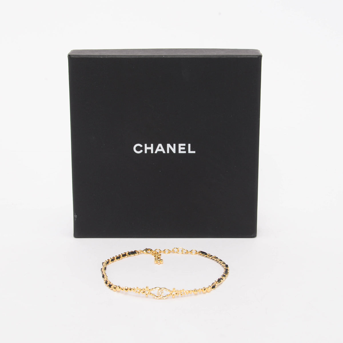 Chanel Gold Leather Chain CC Flower Choker