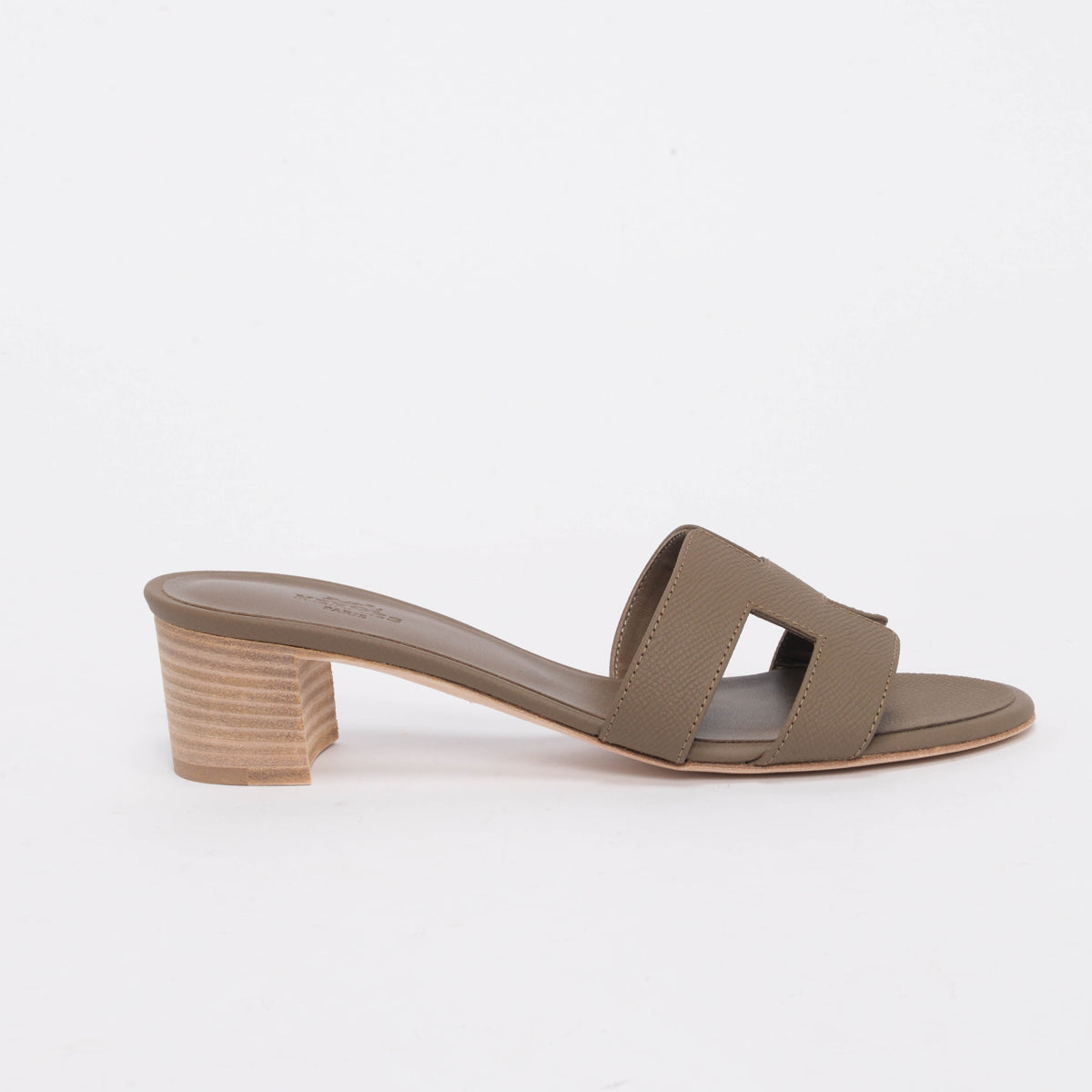 Hermes Etoupe Epsom Oasis Sandals 38