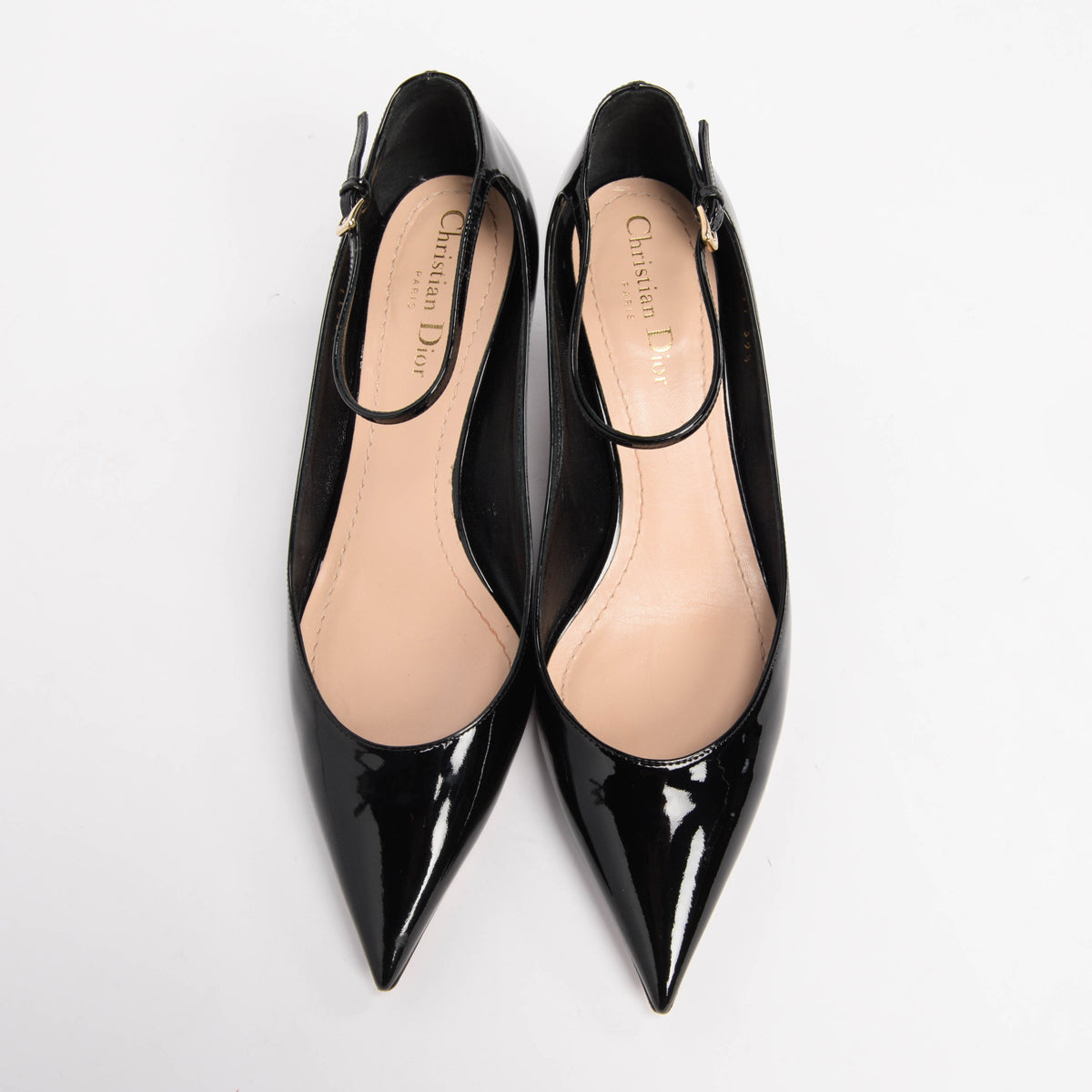 Dior Black Patent D-Strap Pumps 39.5