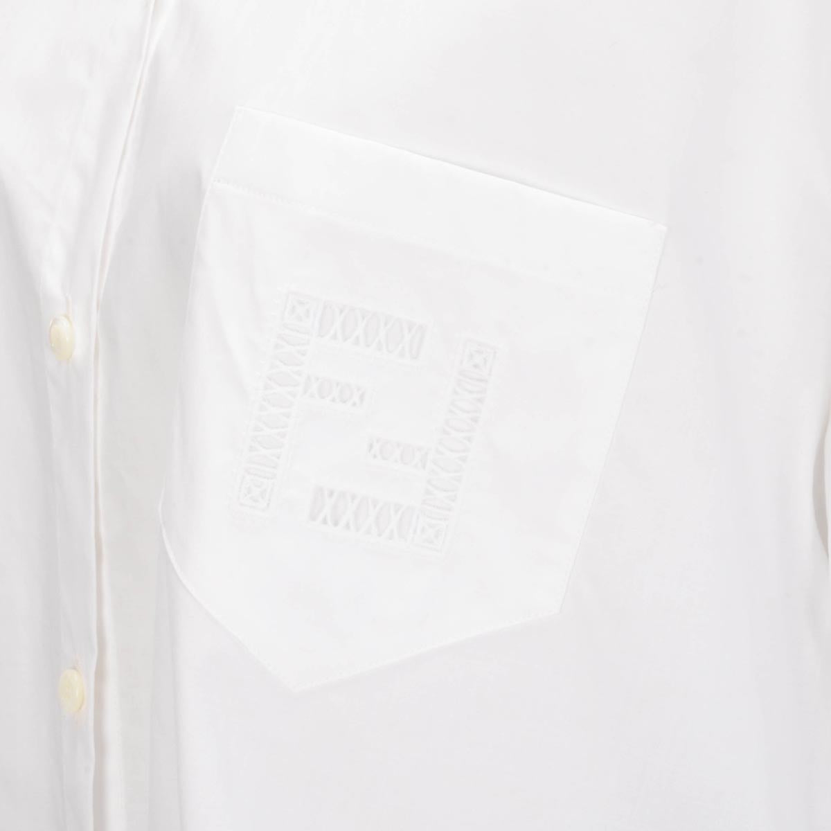 Fendi White Cotton FF Embroidered Pocket Shirt IT 44