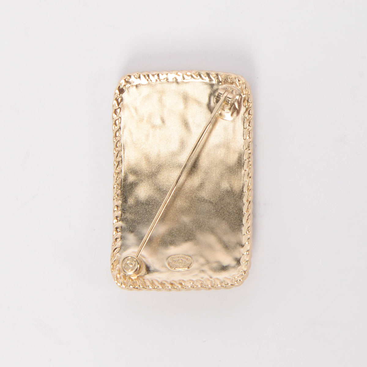 Chanel Light Gold Crystal CC Crown Brooch