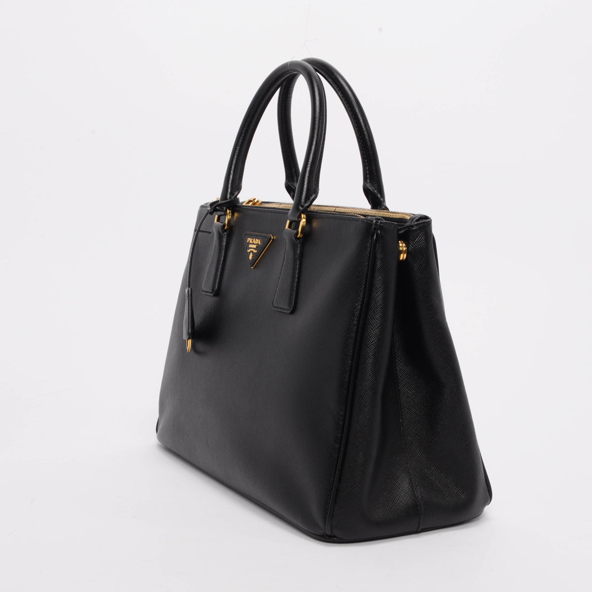 Prada Black Saffiano Lux Medium Double Zip Tote