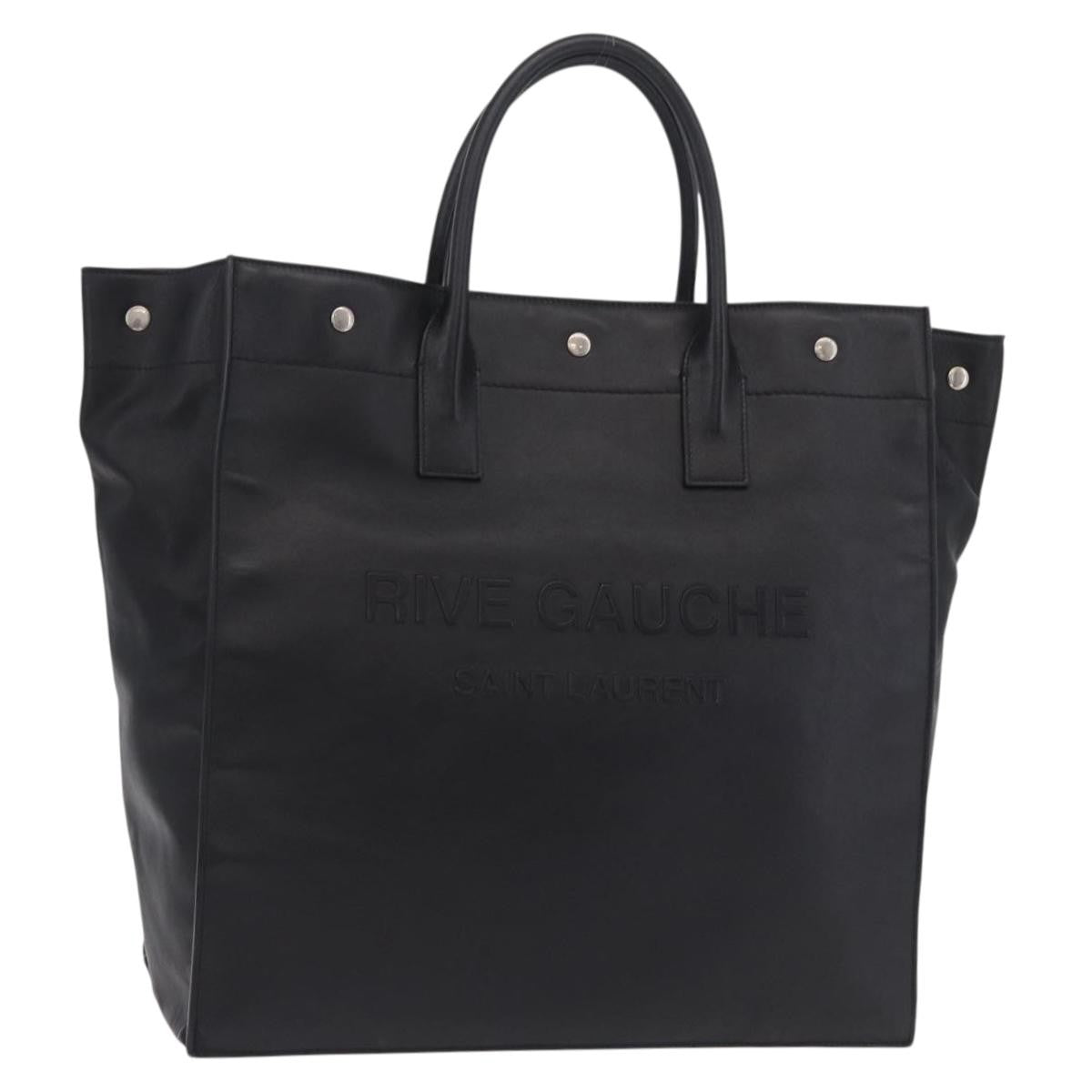 Saint Laurent Black Embossed Leather Rive Gauche Shopper Tote