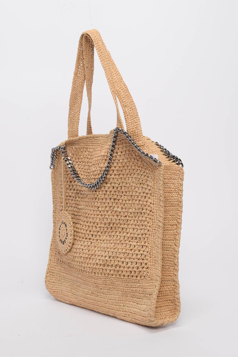 Stella McCartney Natural Crochet Raffia Small Falabella Tote