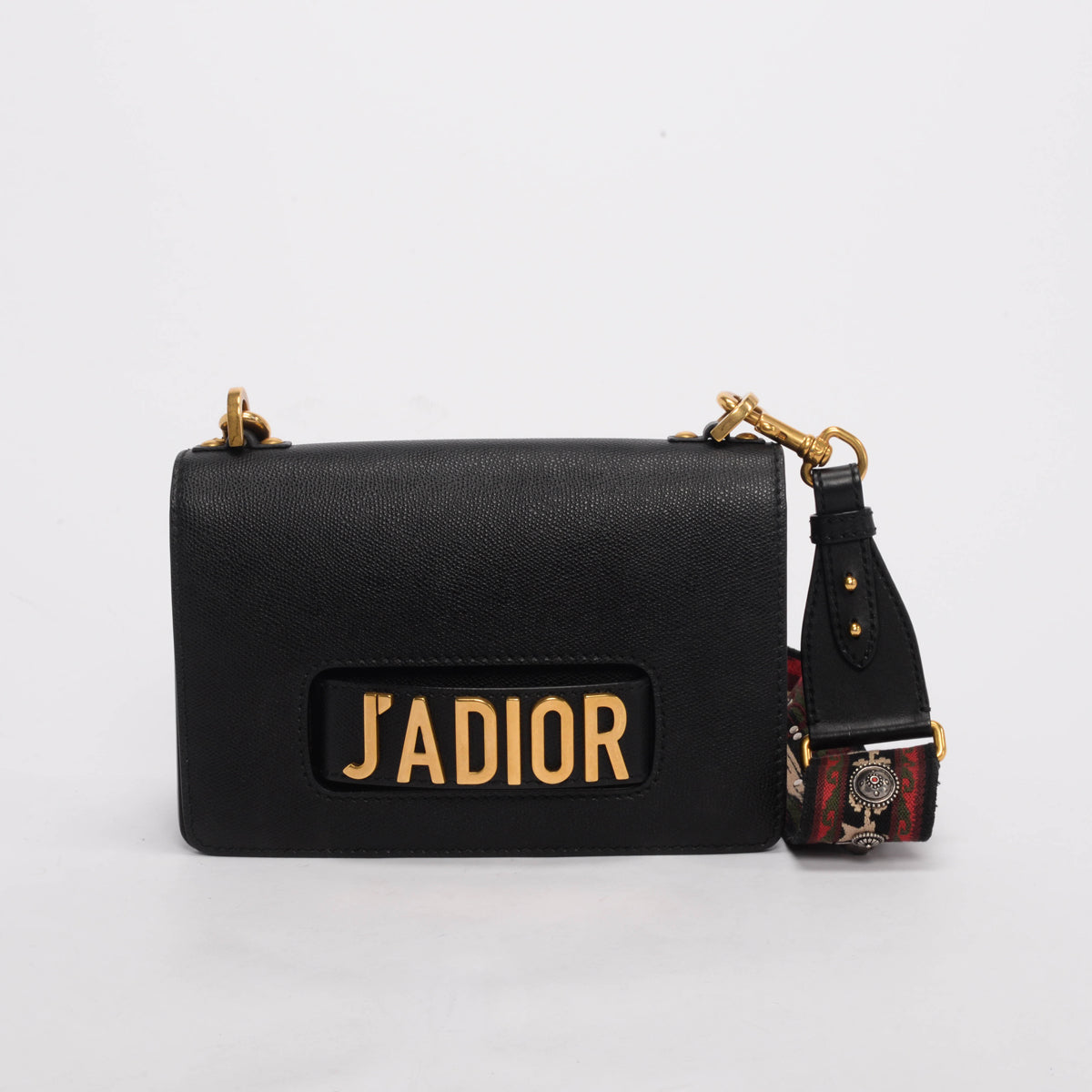 Dior Black Grained Calfskin J'Adior Flap Bag + Bohemian Strap