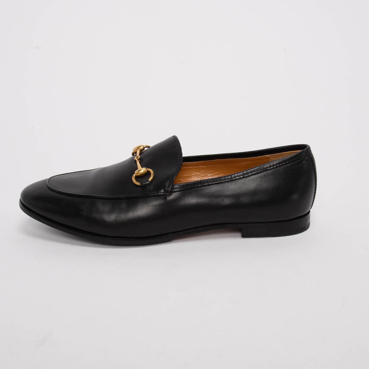 Gucci Black Leather Jordaan Loafers 38.5