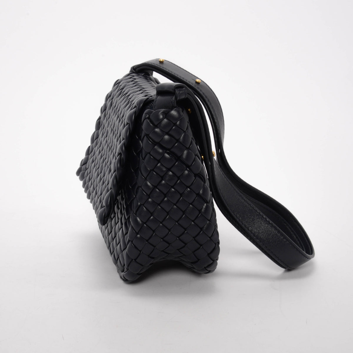 Bottega Veneta Navy Intrecciato Small Cobble Bag