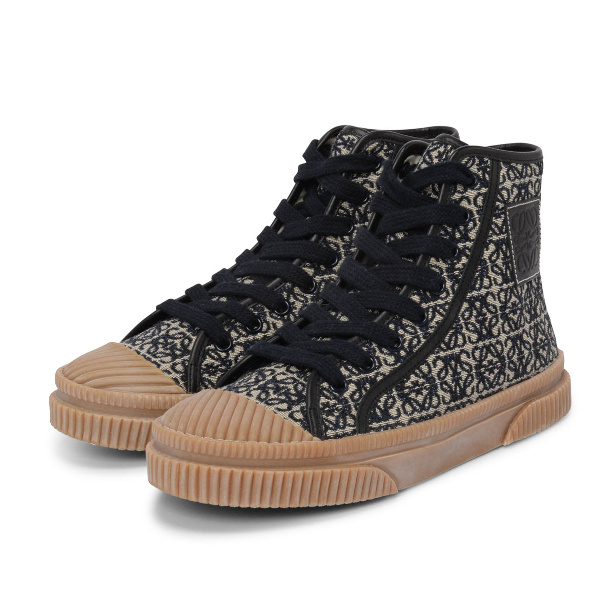 Loewe Navy Anagram Jacquard High Top Sneakers 35