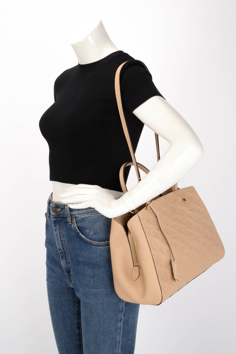 Louis Vuitton Beige Monogram Empreinte Montaigne MM Bag