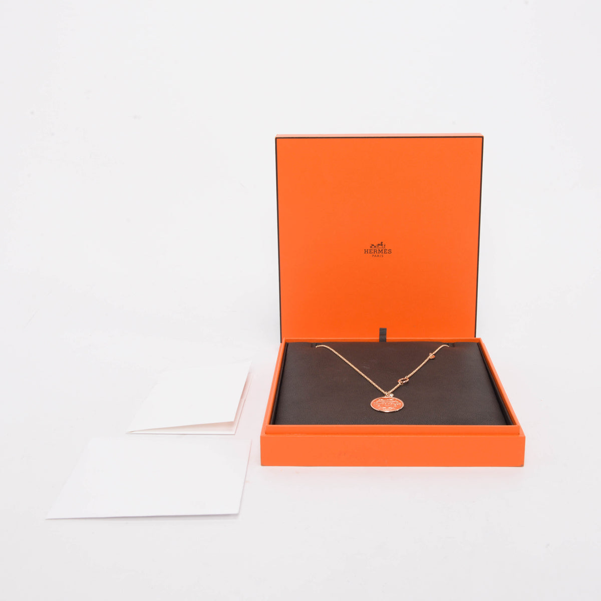 Hermes 18k Rose Gold Medium Model Ex-Libris Long Necklace