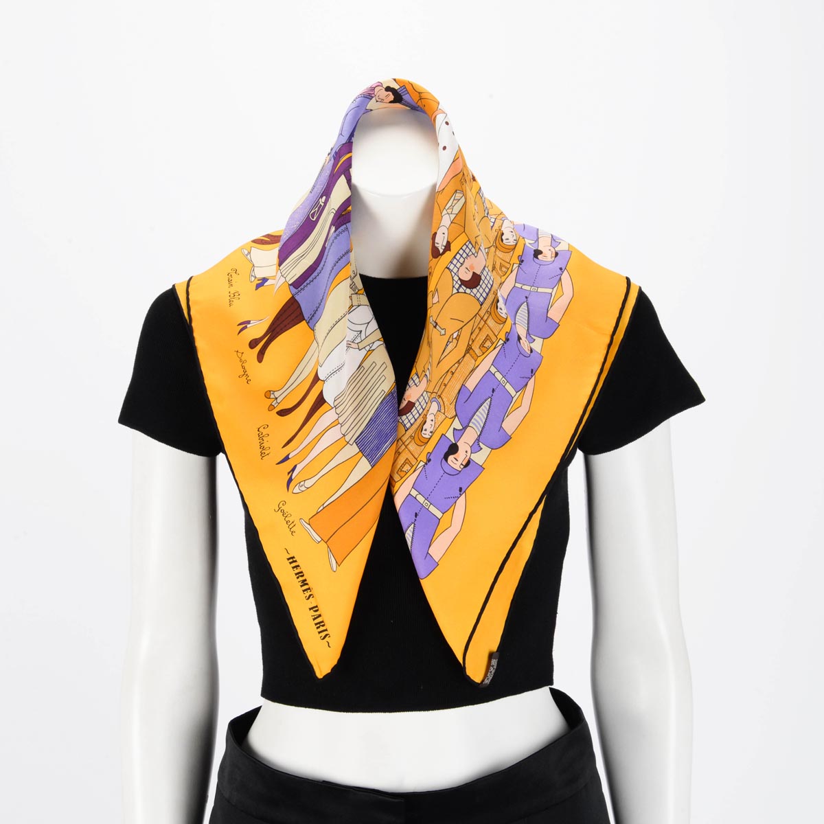 Hermes Yellow Silk Les Sportives Scarf